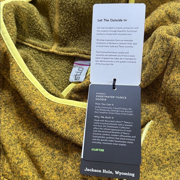 Stio women’s Sweetwater fleece hoodie pullover Amber Resin mustard NEW NWT L - Picture 4 of 16